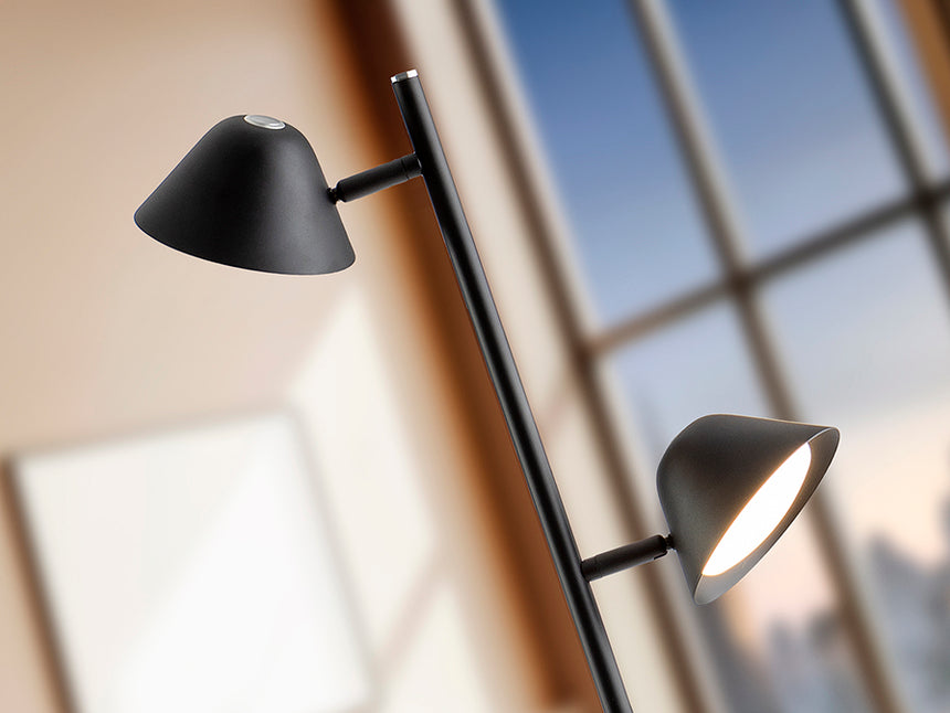 Schuller Taros Lámpara de pie salón 2 luces negro 215602