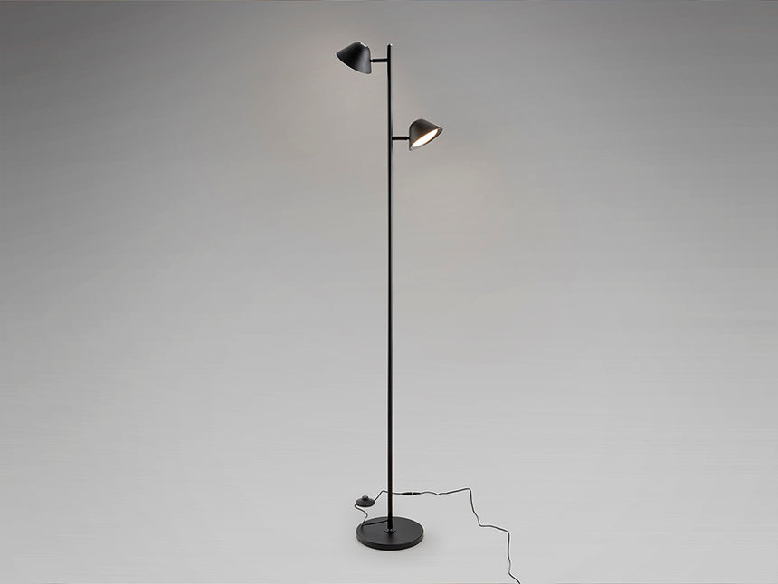 Lámpara de pie de salón Schuller Taros LED 2 luces negro CCT orientable con mando 160cm 215602 - imagen 5