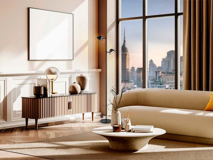 Schuller Taros Lámpara de pie salón 2 luces negro 215602