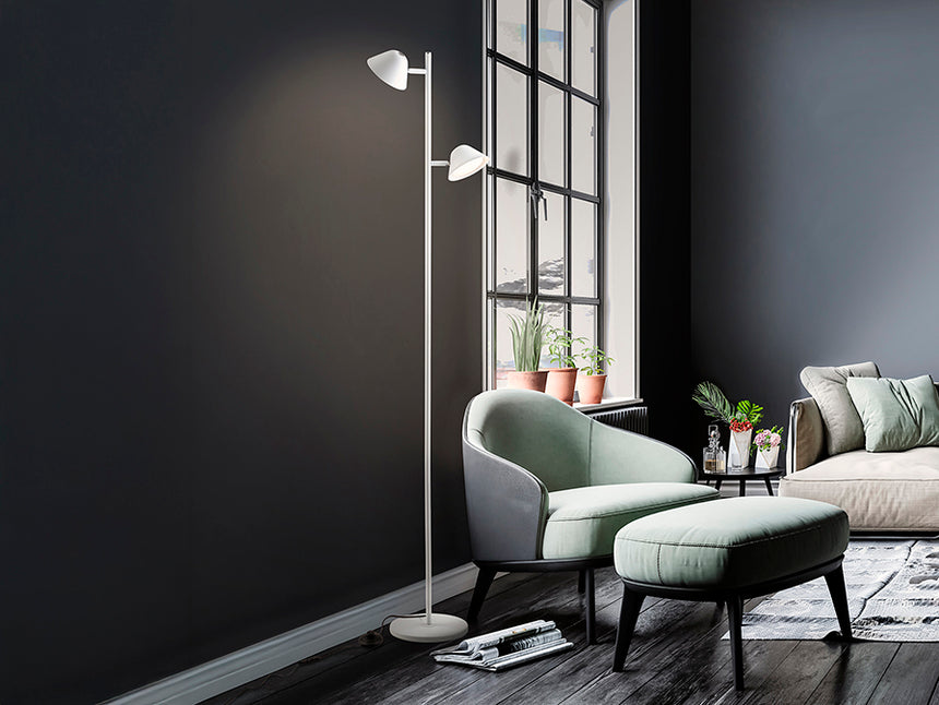 Schuller Taros Lámpara de pie salón 2 luces blanco 215619