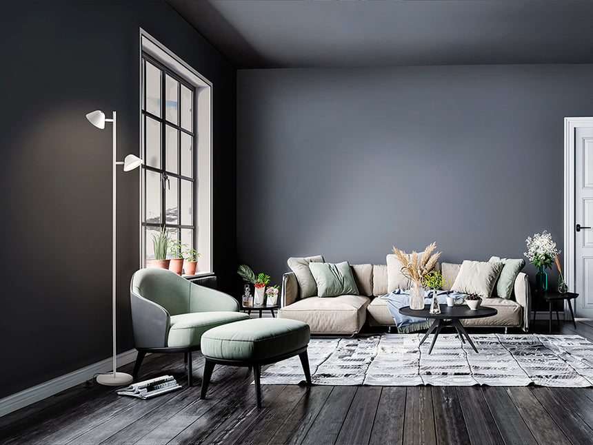 Schuller Taros Lámpara de pie salón 2 luces blanco 215619