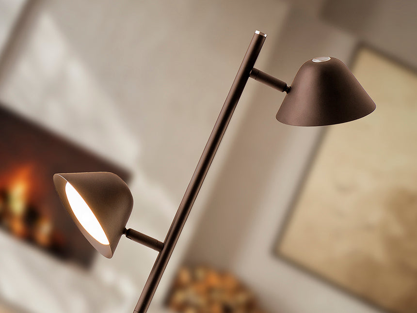 Lámpara de pie de salón Schuller Taros LED 2 luces bronce oscuro orientable con mando 215626 - imagen 4