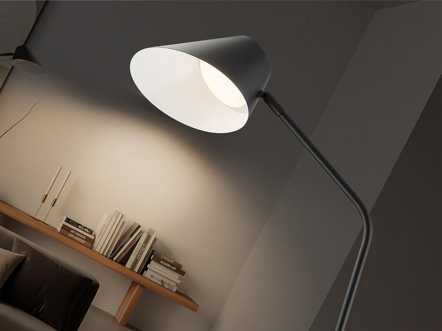 Lámpara de pie de salón Schuller Esino LED 1 luz negro CCT orientable con mando 158cm vista 2