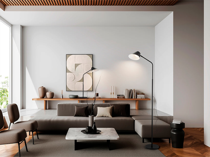 Lámpara de pie de salón Schuller Esino LED 1 luz negro CCT orientable con mando 158cm 215732 - vista alternativa