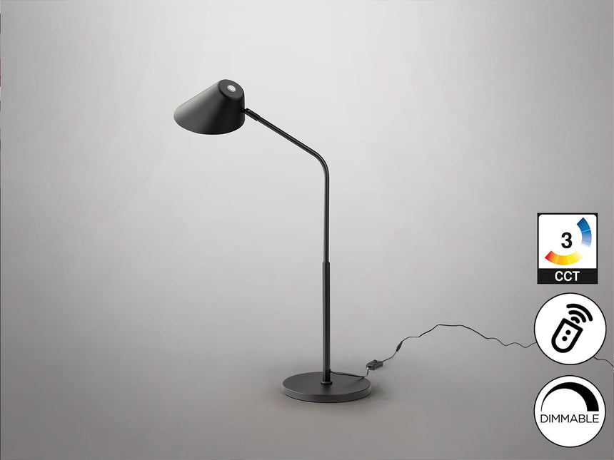 Lámpara de sobremesa Schuller Esino grande LED 1 luz negro CCT orientable con mando 77cm vista 3