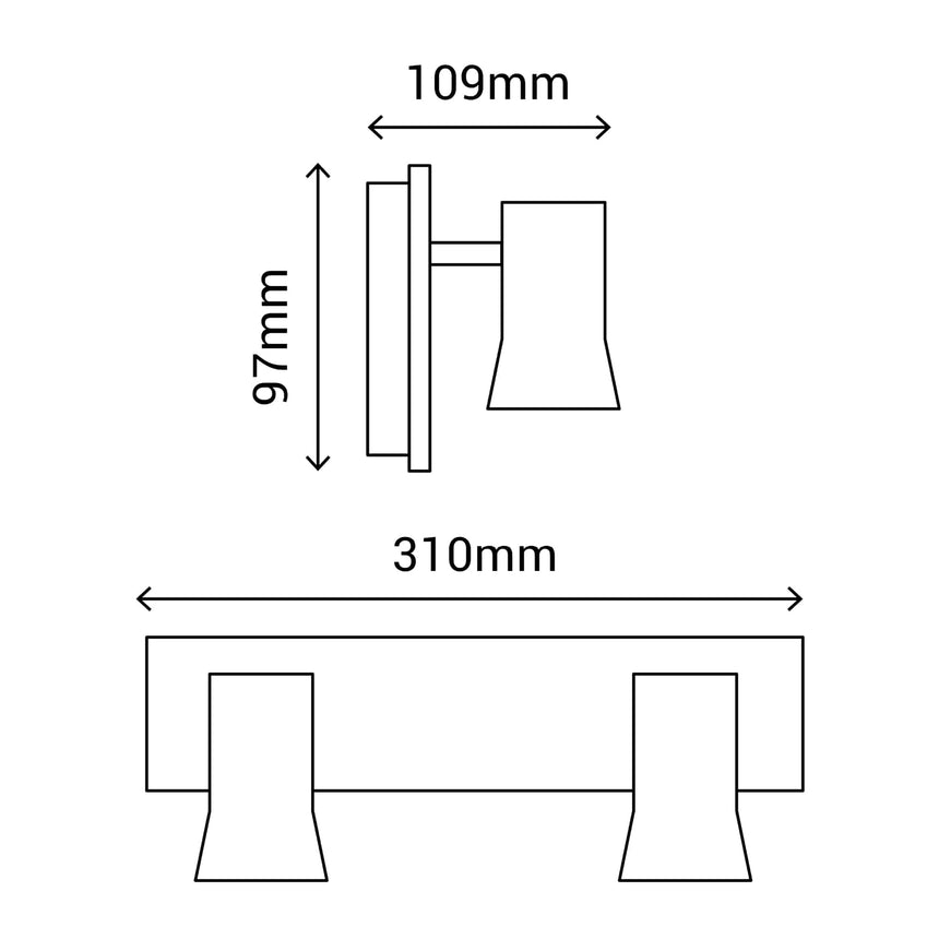 Sulion Kody Regleta 2 focos de metal en acabado cuero viejo - KODY 216004
