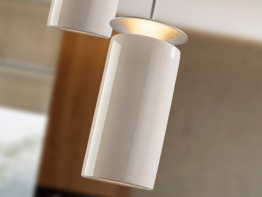 Lámpara de techo colgante Schuller Alfara 3 luces gris y craquelado crema cerámica 3000K 216531 - imagen 4