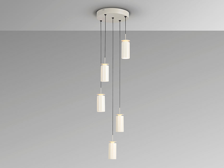 Lámpara de techo colgante Schuller Alfara 5 luces gris y craquelado crema cerámica 3000K 216647 - imagen 5