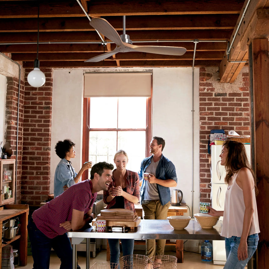 Sulion NATI Nickel Outdoor Ceiling Fan with Natural Wood 2171548