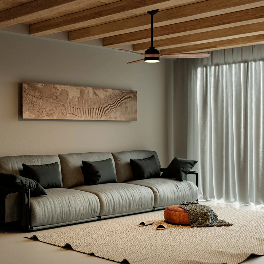 Sulion TONDA dark wood outdoor ceiling fan with light 2183145