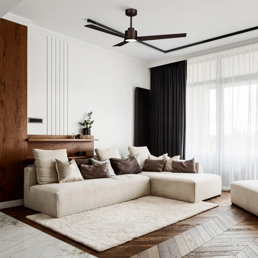 Sulion ANNE aged leather ceiling fan with light 2183480