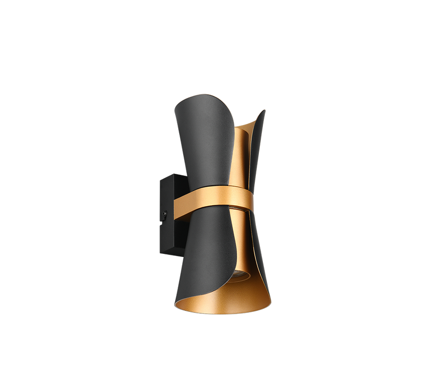 Aplique de pared Trio Coat LED negro y dorado 3000K 218600280