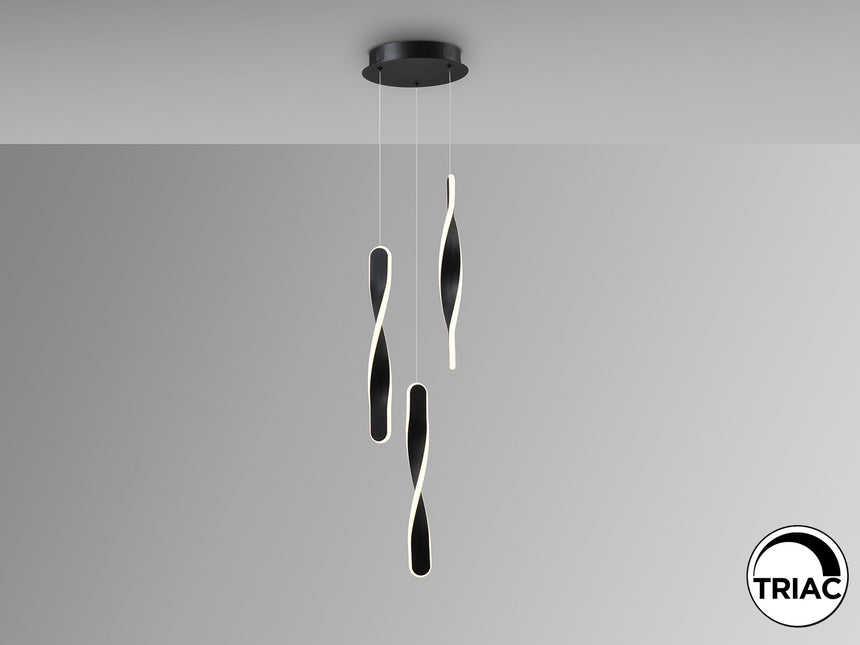 Lámpara de techo colgante Schuller Twist 3 luces negro 3000K 2 metros vista 3