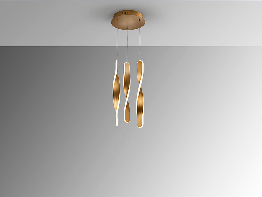 Schuller Twist Pendant Ceiling Lamp 3 Lights Gold 219381