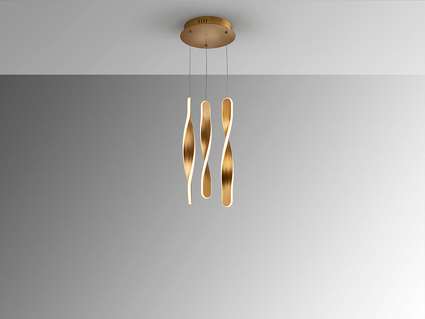 Schuller Twist Pendant Ceiling Lamp 3 Lights Gold 219381
