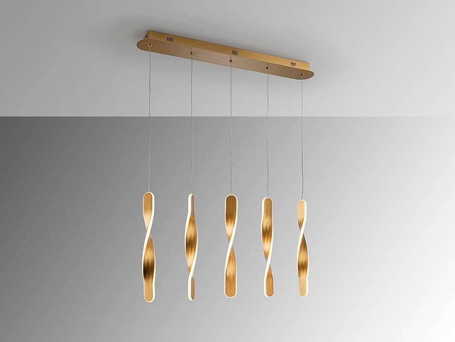 Schuller Twist 5-Light Gold Pendant Ceiling Lamp 219527