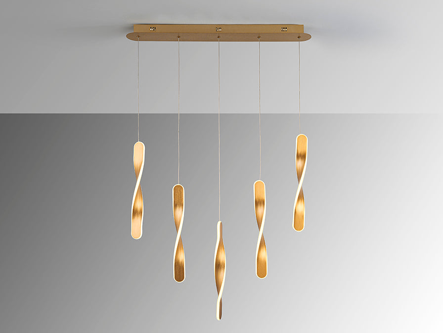 Schuller Twist 5-Light Gold Pendant Ceiling Lamp 219527