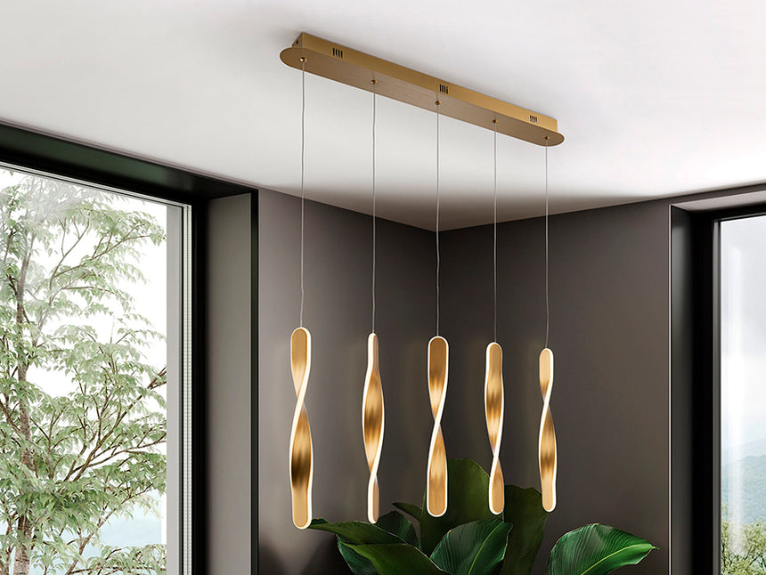 Schuller Twist 5-Light Gold Pendant Ceiling Lamp 219527