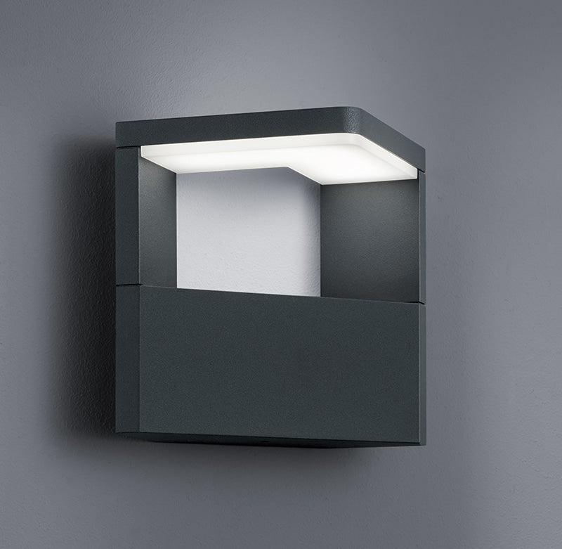 Trio Ganges Aplique de pared exterior LED de aluminio antracita 221760142