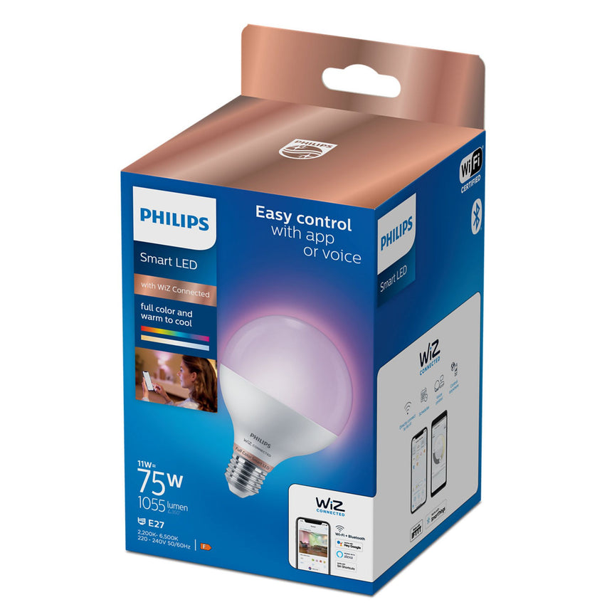 Philips Bombilla LED smart WiZ Globo G95 75W RGB con wifi y Bluetooth 372504