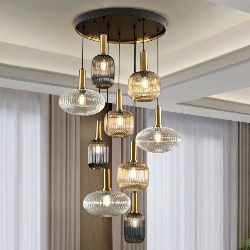 Schuller NORMA Lámpara de techo colgante 9 luces negro y latón 225090