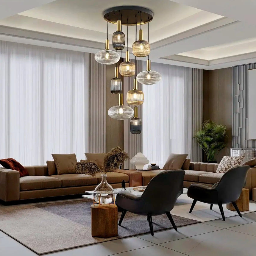 Schuller NORMA Lámpara de techo colgante 9 luces negro y latón 225090