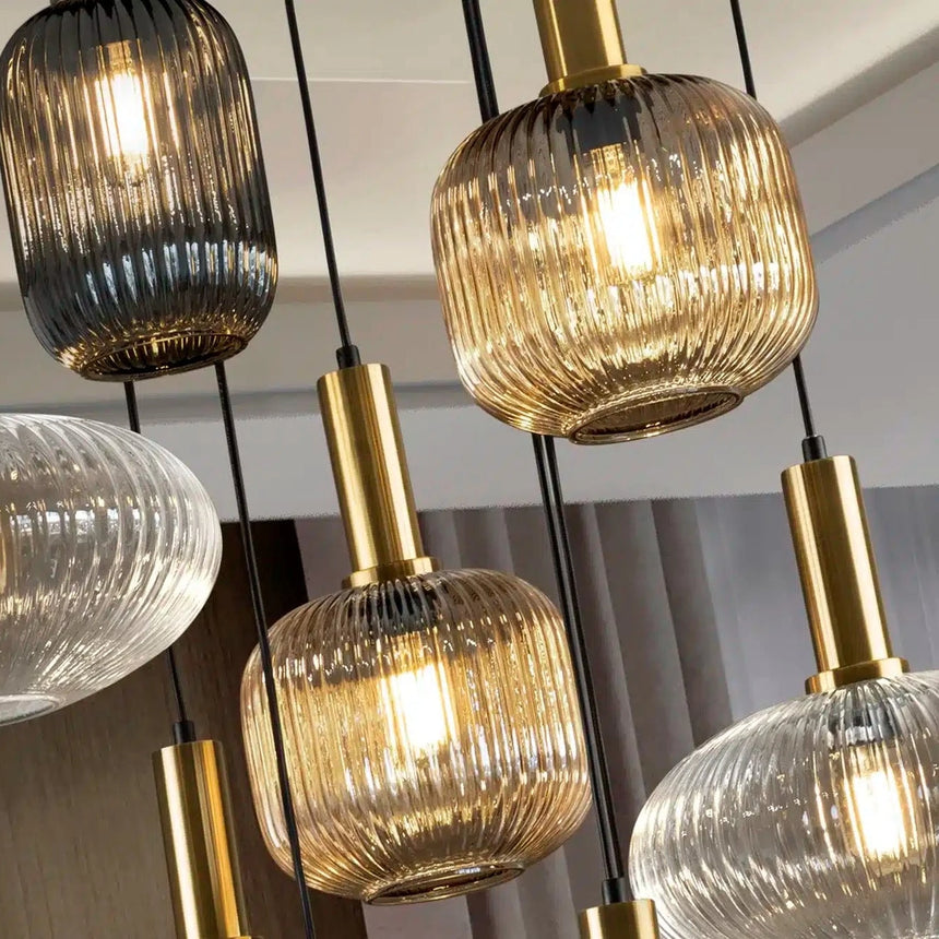 Schuller NORMA Lámpara de techo colgante 9 luces negro y latón 225090