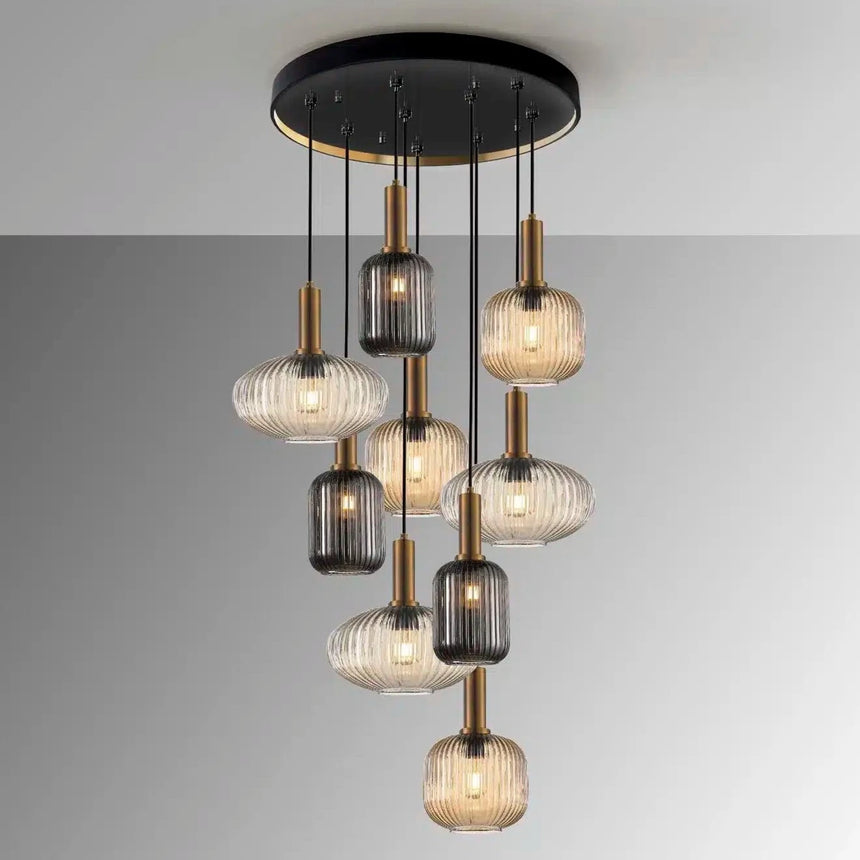 Schuller NORMA Lámpara de techo colgante 9 luces negro y latón 225090