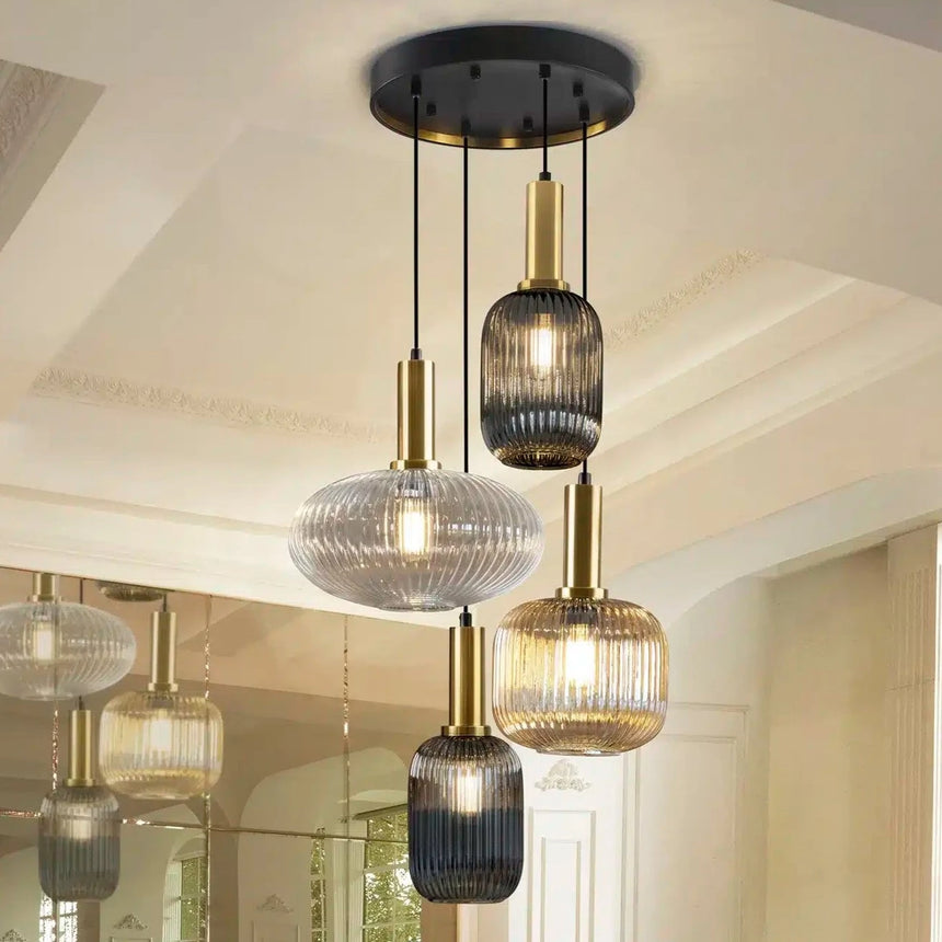 Schuller NORMA Lámpara de techo colgante 4 luces negro y latón 225168