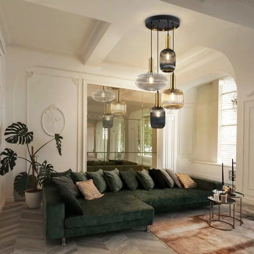 Schuller NORMA Lámpara de techo colgante 4 luces negro y latón 225168