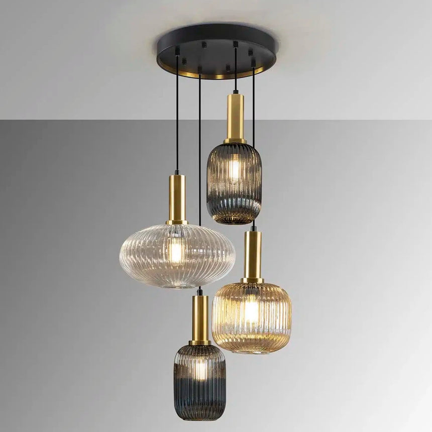 Schuller NORMA Lámpara de techo colgante 4 luces negro y latón 225168