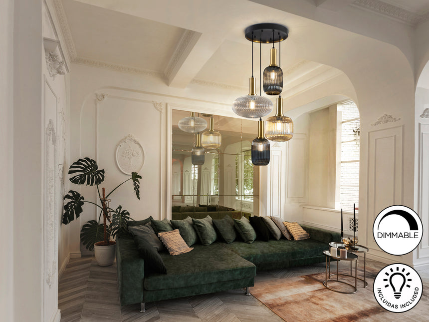 Lámpara de techo colgante Schuller Norma 4 luces negro