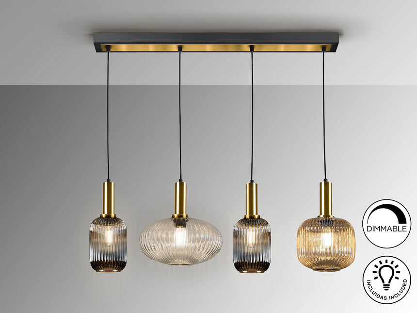 Lámpara de techo colgante Schuller Norma 4 luces negro - ambiente