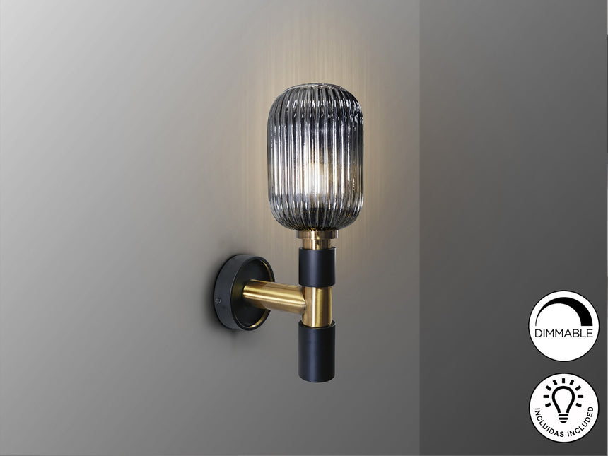 Lámpara aplique de pared Schuller Norma 1 luz negro y latón vista 2