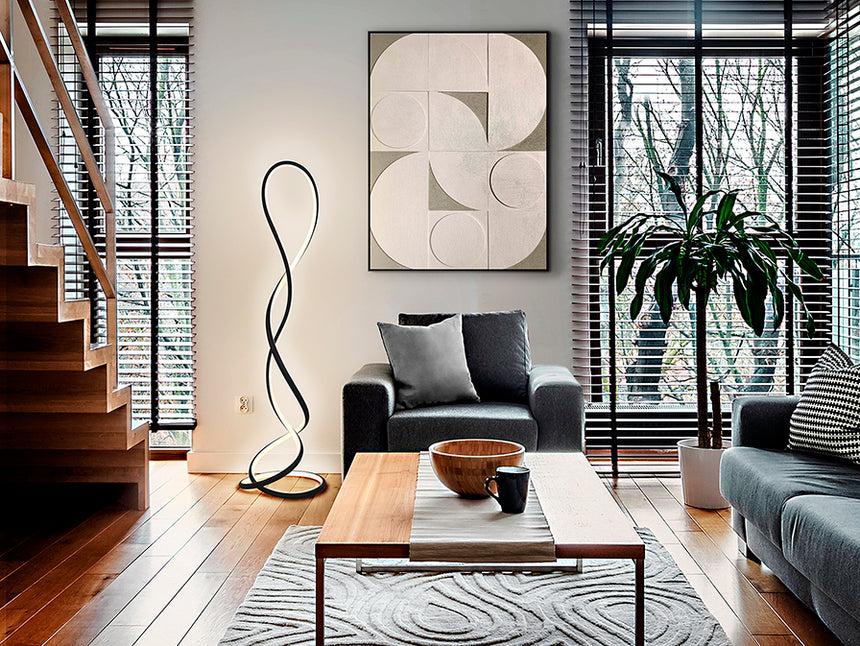 Lámpara de pie de salón Schuller Evania LED negro acero 3000K 147cm 227766 - imagen 3