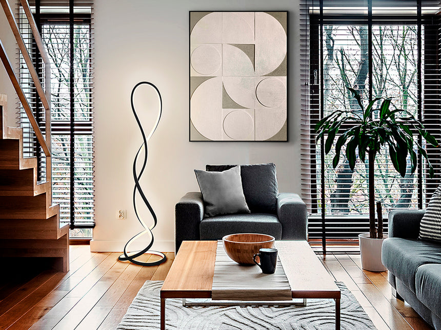 Lámpara de pie de salón Schuller Evania LED negro acero 3000K 147cm 227766 - vista alternativa