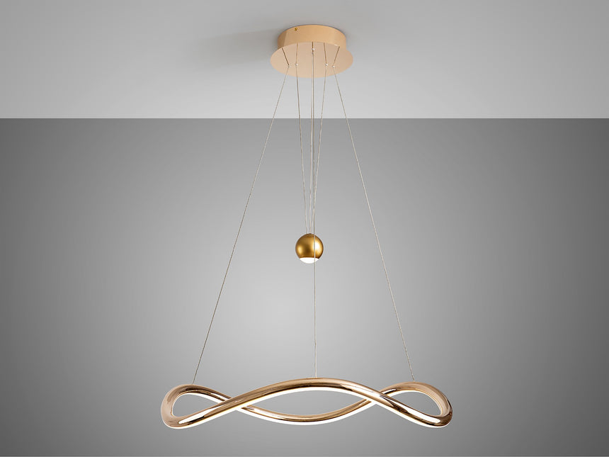 Lámpara de techo colgante Schuller Romina dorado brillo acero CCT con mando Ø78cm vista 5