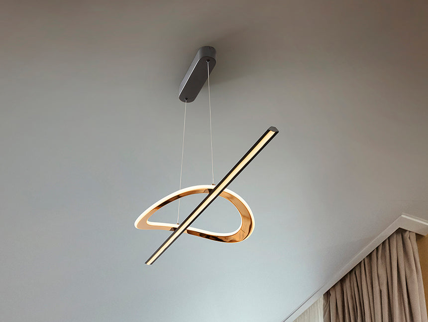 Lámpara de techo colgante Schuller Enora dorado brillo y negro acero CCT con mando 228091 - imagen 5