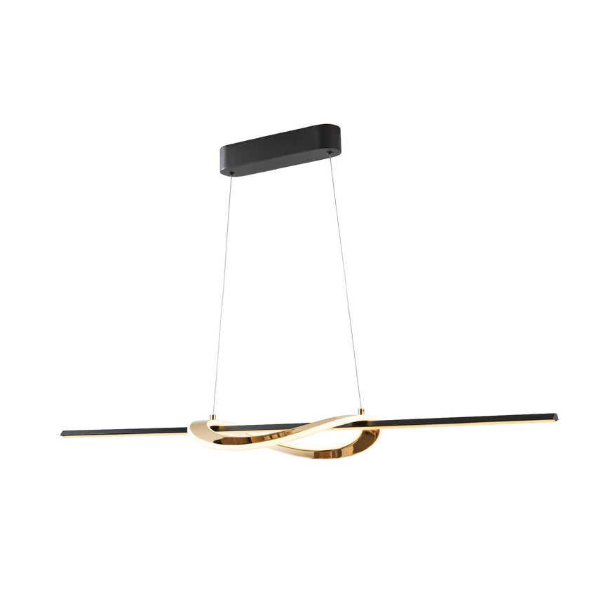 Lámpara de techo colgante Schuller Enora dorado brillo y negro acero CCT con mando ambiente