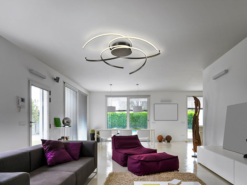 Plafón Schuller Cadence grande LED negro acero CCT con mando Ø100cm 228176 - vista alternativa