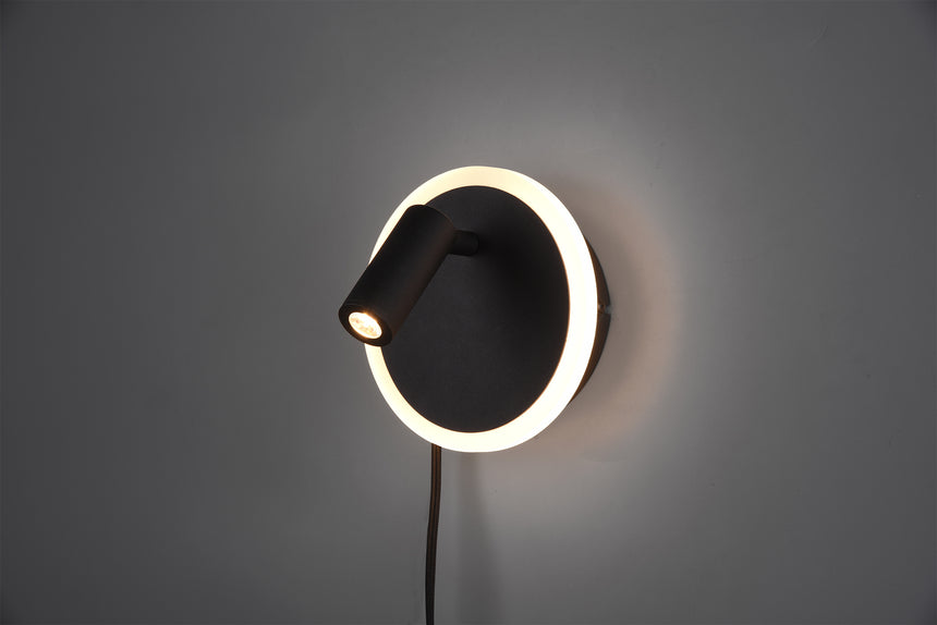 Aplique de pared Trio Jordan LED negro mate 3000K regulable 229210232