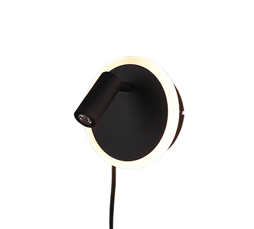 Aplique de pared Trio Jordan LED negro mate 3000K regulable 229210232