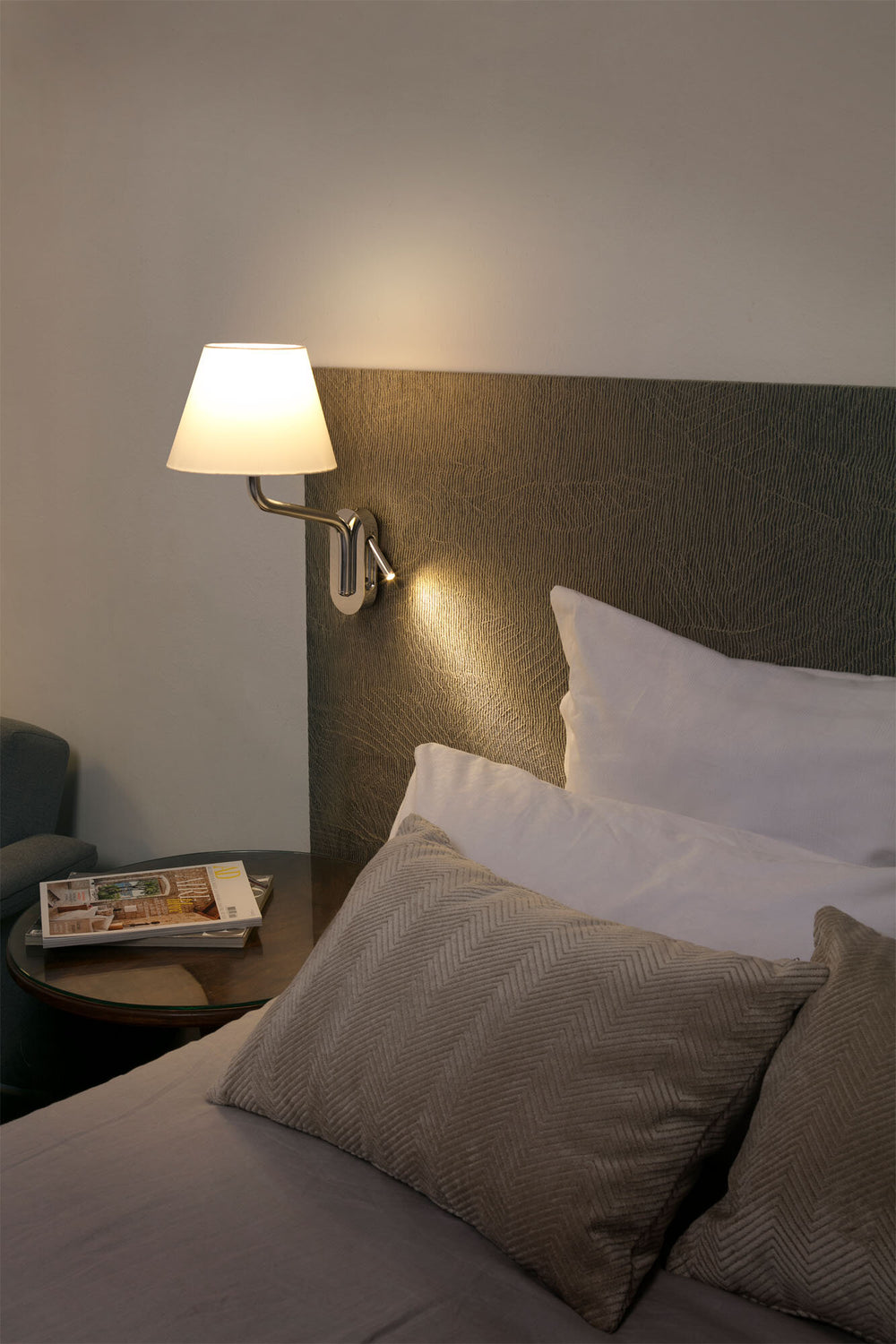 Faro ETERNA Wall lamp with left reader chrome/beige 24007-11