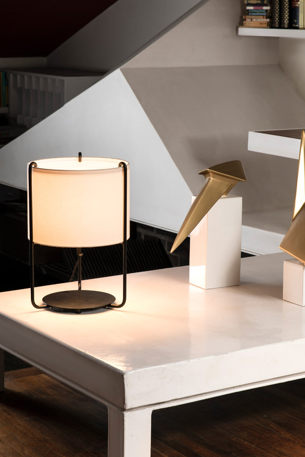 Faro DRUM Black/beige table lamp 24020-31