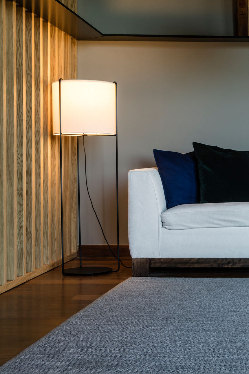 Faro DRUM Lámpara de pie negra/beige 24023-33