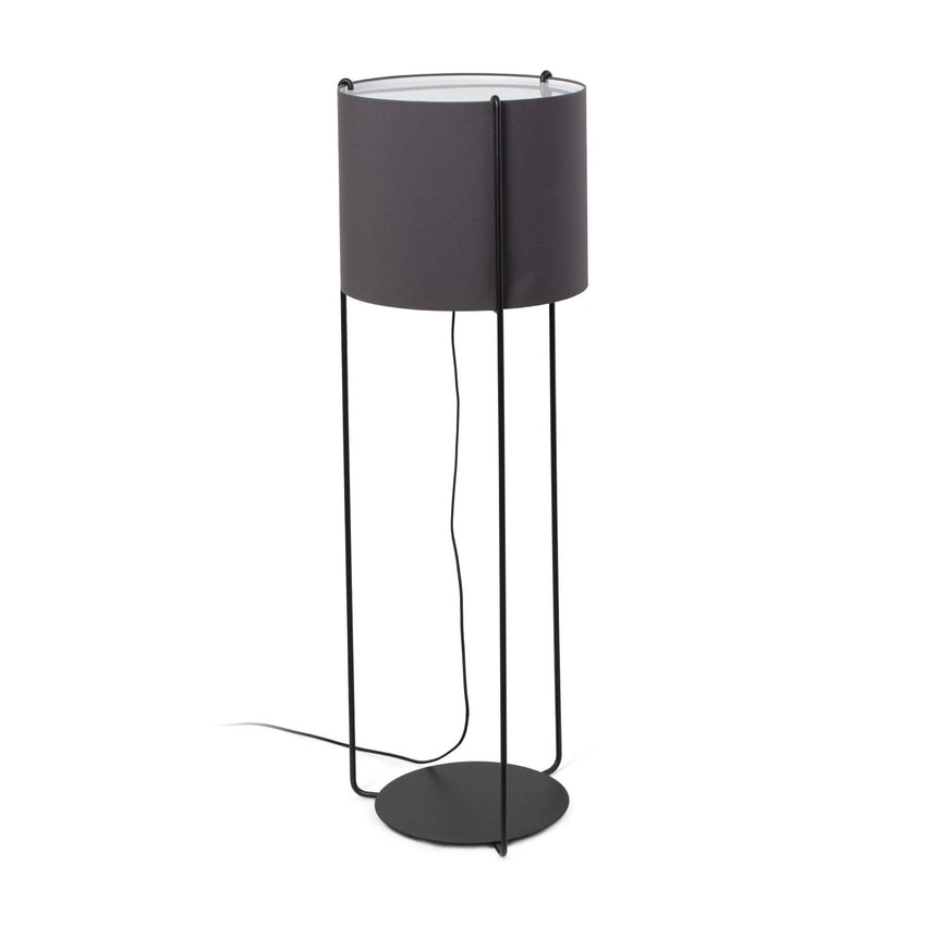 Lámpara de pie salón Faro Drum E27 Ø32cm negro y gris oscuro — ref. 24023-34 (1)