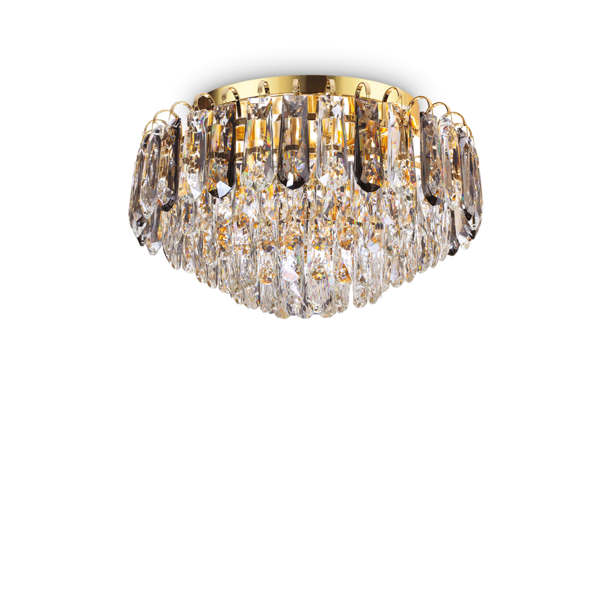 Plafón de techo Ideal Lux Magnolia dorado cristal 7 luces 105W Ø45cm 241296