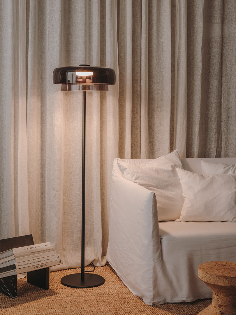 LedsC4 Lámpara pie salón Levels 2 42cm fumé LED regulable PUSH 25-A002-05-12