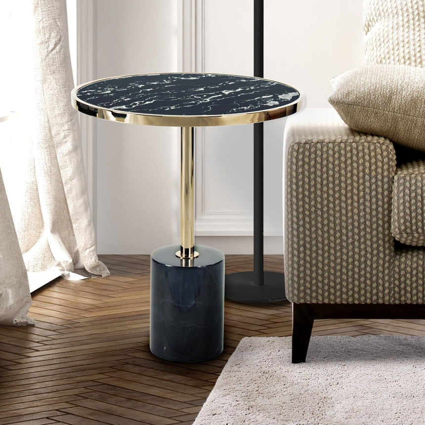 Schuller Dekala Mesa auxiliar negro/oro 46cm 258203