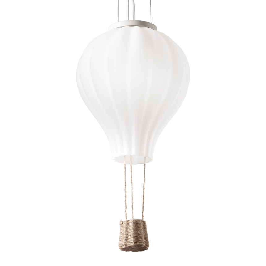 Lámpara colgante Ideal Lux Dream Big blanco cristal y tela 42W Ø42cm 261195